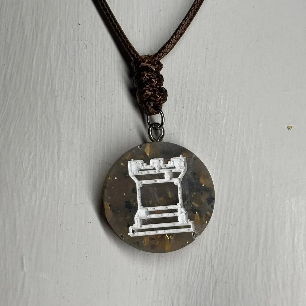 Royal Brown Rook - Handmade Resin Chess Necklace - Picture 3 of 6
